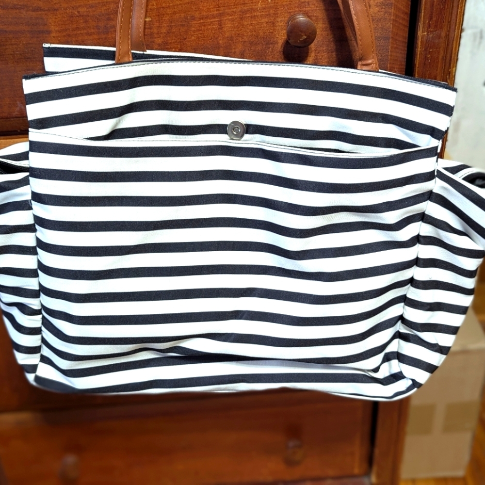 Striped Black and White Tote Bag